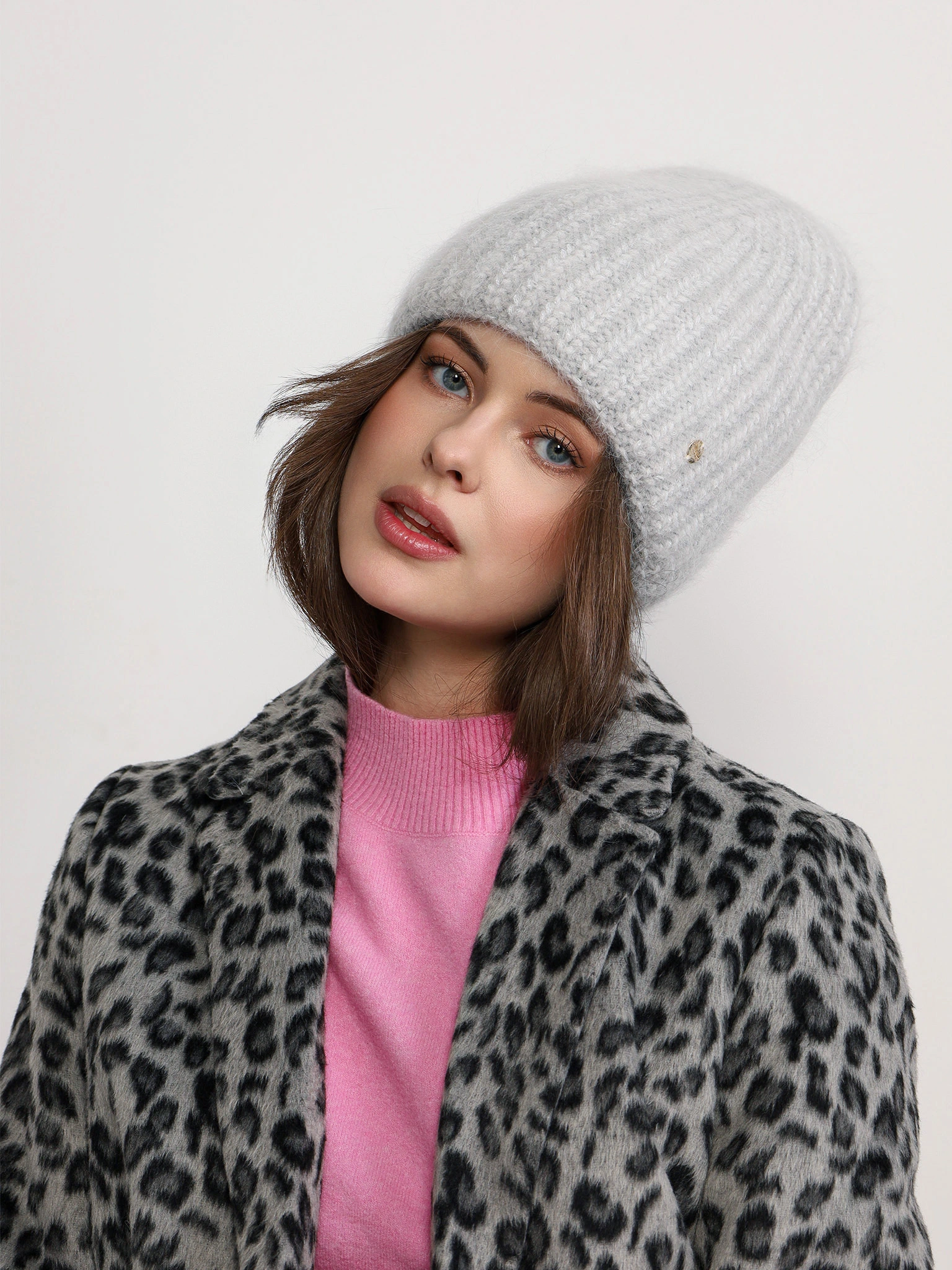 Шапка-бини с люрексом из смесовой шерсти альпаки в ассортименте